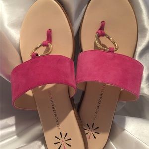 Isaac Mizrahi Genuine Leather Pink Suede Sandals